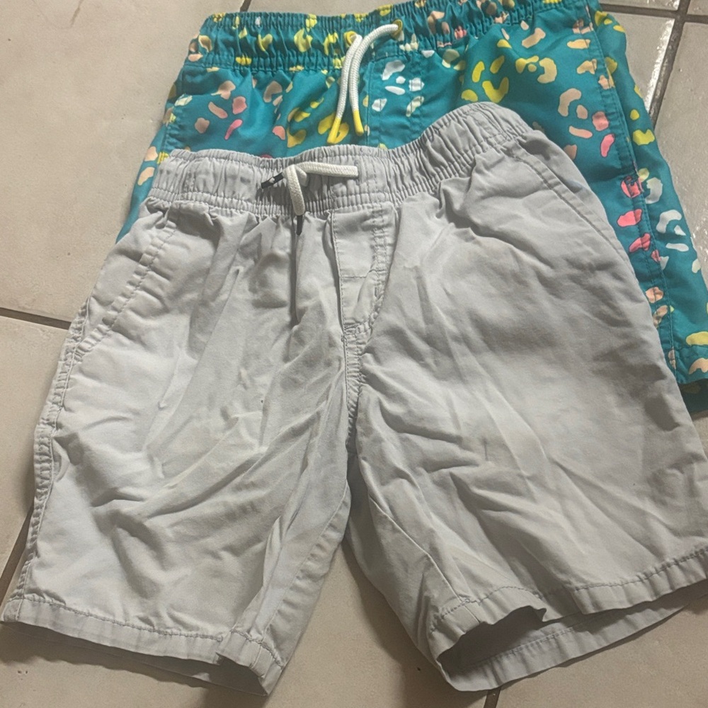 Cat & Jack Boys Gray Shorts and Teal Swim Shorts